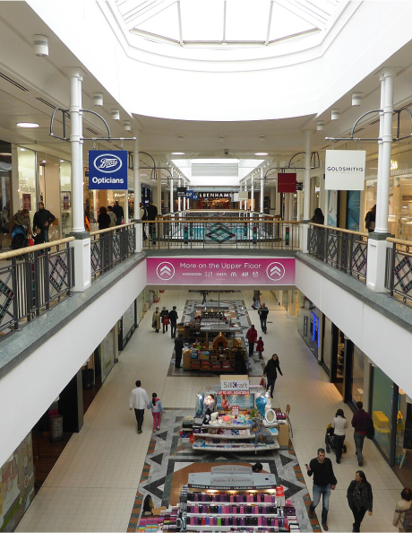 Inside a shopping mall.
